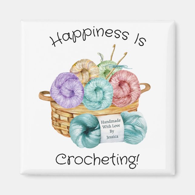 Imán La Felicidad Es Crocheting Personalizado (Frente)
