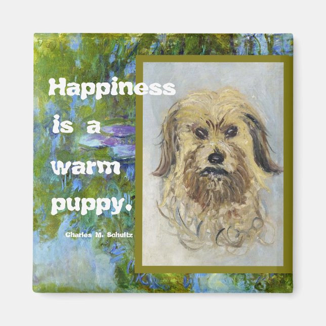 Imán La felicidad es un cachorro cálido (Frente)