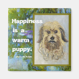 Imán La felicidad es un cachorro caliente