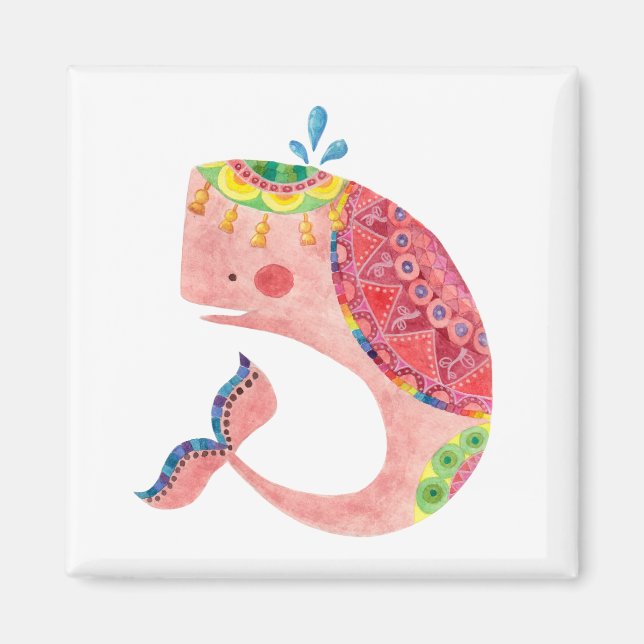 Imán La feliz ballena rosa (Frente)