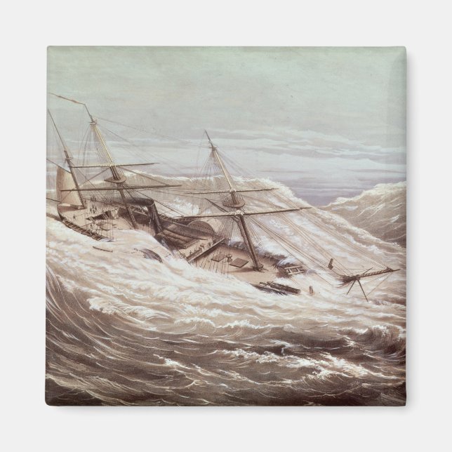 Imán La fragata de vapor de Misisipi en un tifón (Frente)