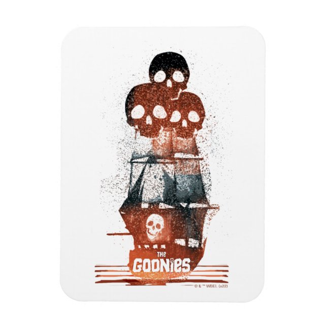 Imán La gráfica de silueta del barco pirata Goonies (Vertical)
