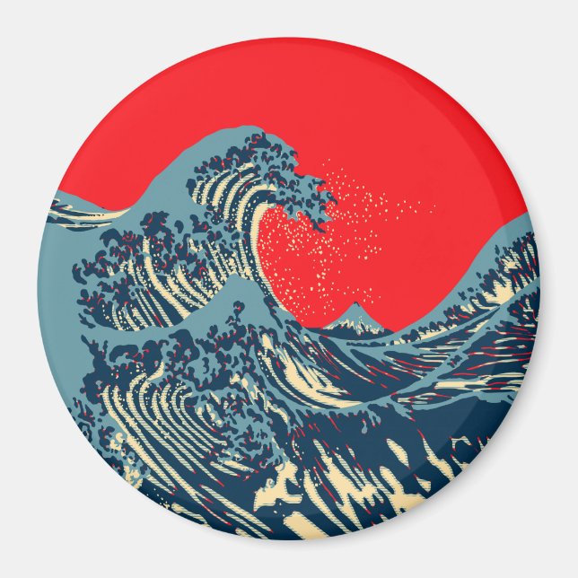 Imán La gran ola de Hokusai con estilo artístico de esp (Frente)