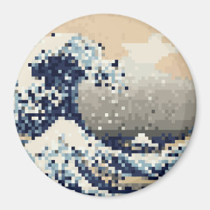 Imán La gran ola de Kanagawa 8 bit Pixel Art