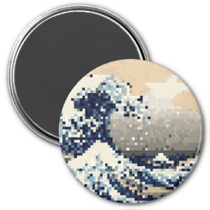 Imán La gran ola de Kanagawa 8 bit Pixel Art