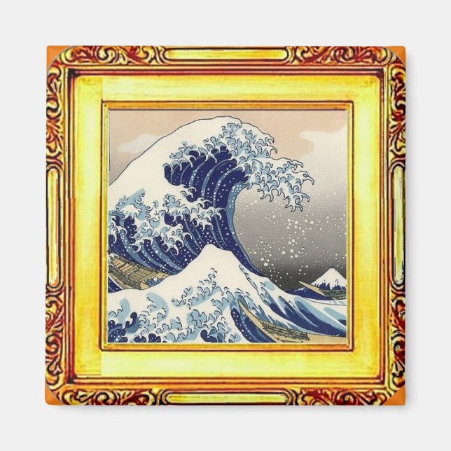 Imán La gran ola de Kanagawa, de Hokusai, Bella Artes (Frente)