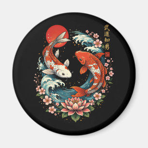 Imán La Gran Ola Frente a Koi Fish