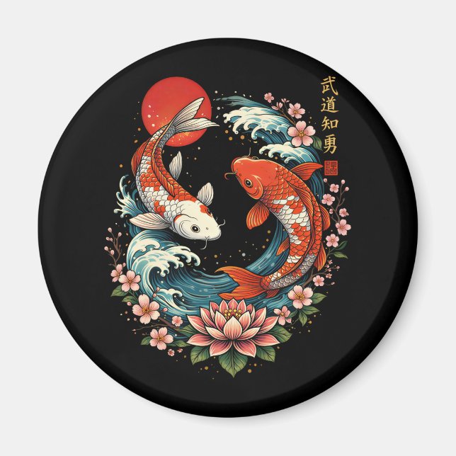 Imán La Gran Ola Frente a Koi Fish  (Frente)