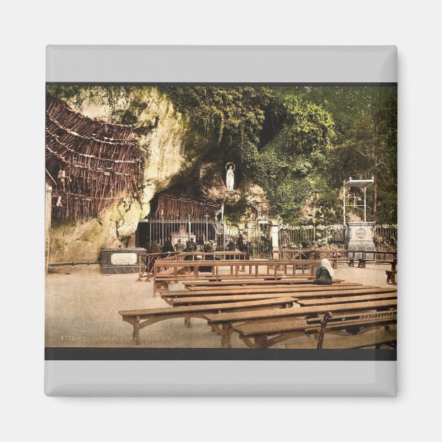 Imán La gruta de Notre Dame, Lourdes, Pirineos, Franco (Frente)