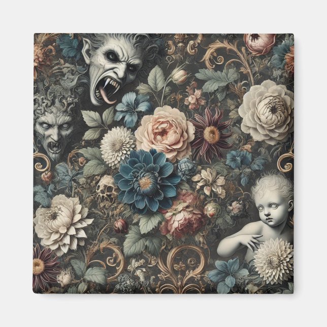 Imán La guardería de las caídas - Diseño floral gótico (Frente)