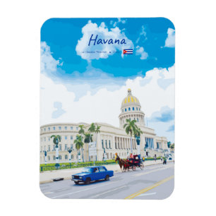 Imán La Habana, Cuba - Clásico Alma Vintage Redondeado