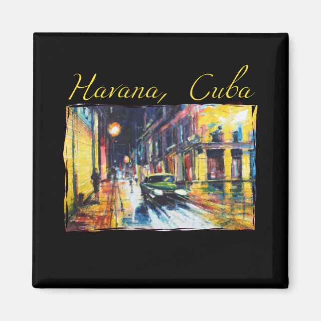 Imán La Habana Cuba - Escena nocturna Habana Vieja (Frente)