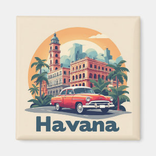 Imán La Habana Cuba Regalo de Viaje Antiguo 🌎