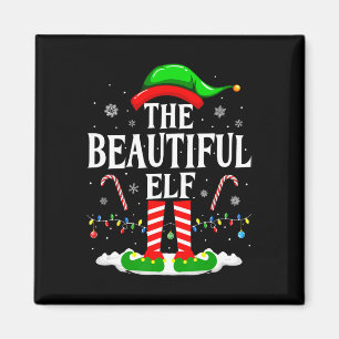 Imán La hermosa familia Elf Funny de Navidad que coinci
