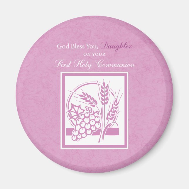 Imán La hija es la primera comunión, rosa (Frente)