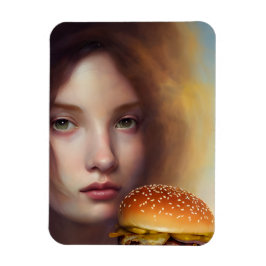 Imán La IA generó arte de una diosa con una hamburguesa