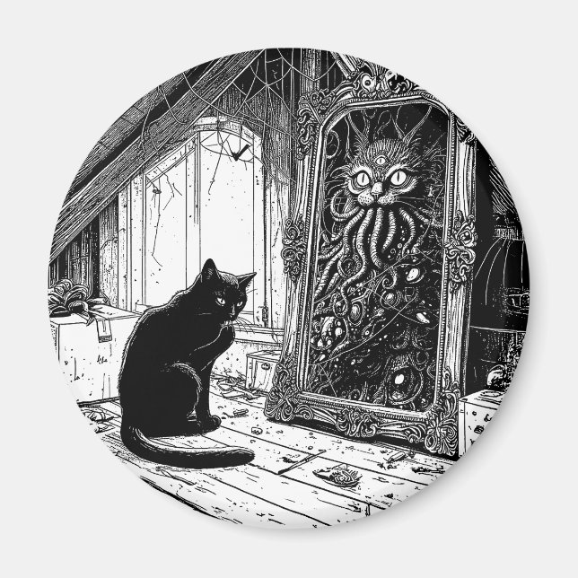 Imán La imagen de la ronda del gato de Dorian (Frente)