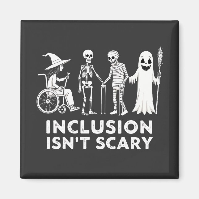 Imán La inclusión no asusta a Spooky Skeleton Teacher (Frente)