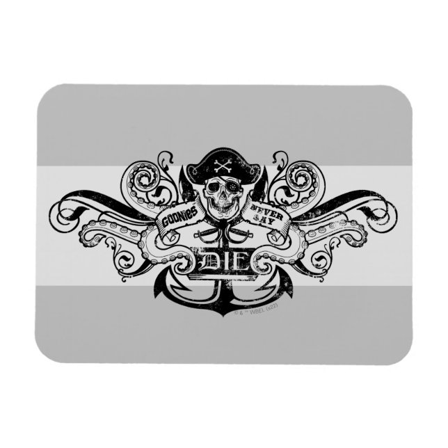 Imán La insignia de los piratas "Nunca digas morir" (Horizontal)