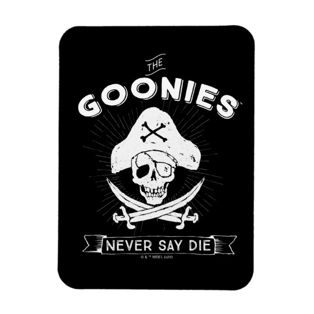Imán La insignia pirata "Nunca digas morir" de los Goon (Vertical)