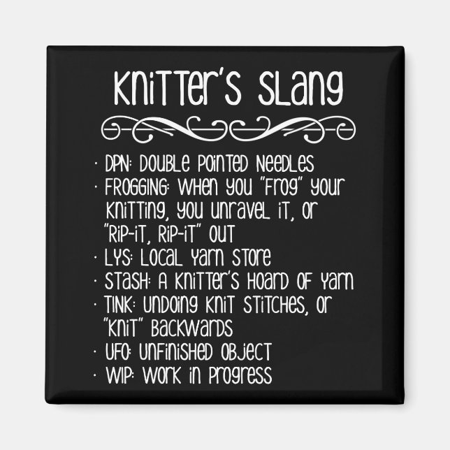 Imán La jerga de Knitter es divertida (Frente)