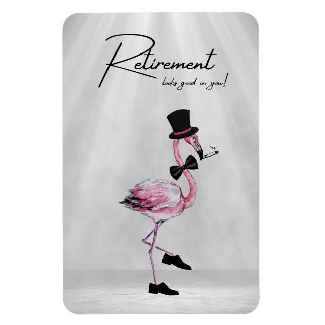 Imán ¡La jubilación te queda bien! Flamingo rosado (Vertical)