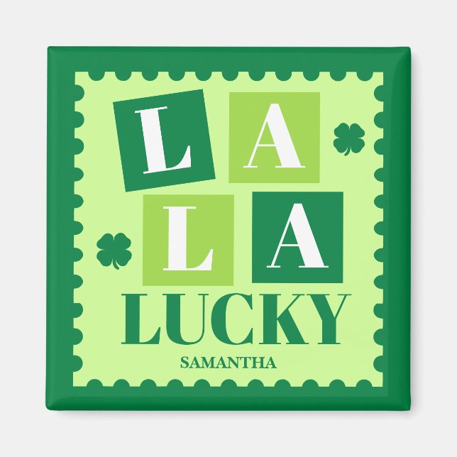 Imán La La Lucky Día de San Patricio Personalizado  (Frente)