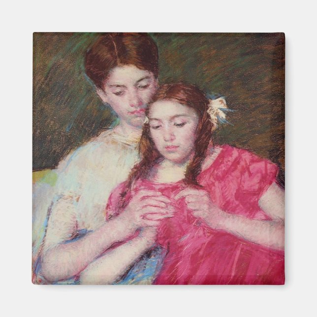 Imán La lección de Crochet (dos hermanas) (Frente)