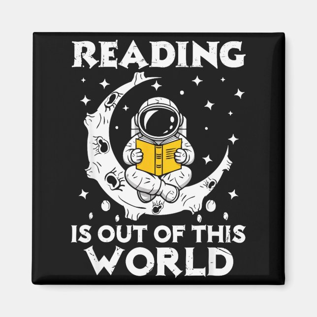 Imán La lectura es de libros divertidos de espacio fuer (Frente)