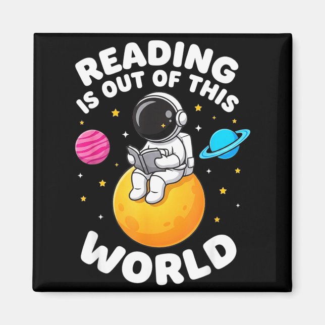 Imán La lectura es de libros divertidos de espacio fuer (Frente)