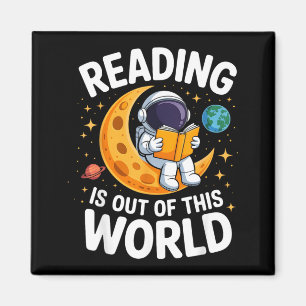 Imán La lectura es divertida fuera de este mundo espaci