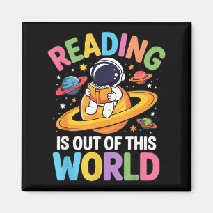 Imán La lectura es divertida fuera de este mundo espaci