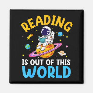 Imán La lectura es divertida fuera de este mundo espaci