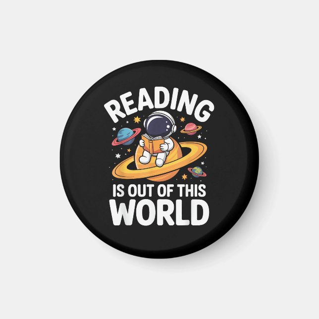Imán La lectura es divertida libros de espacio fuera de (Frente)
