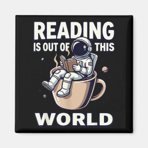 Imán La lectura es un libro de café para astronautas fu