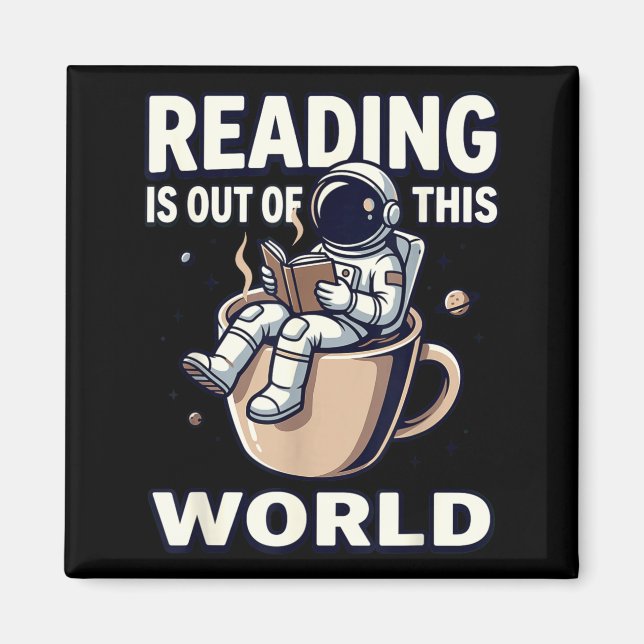 Imán La lectura es un libro de café para astronautas fu (Frente)