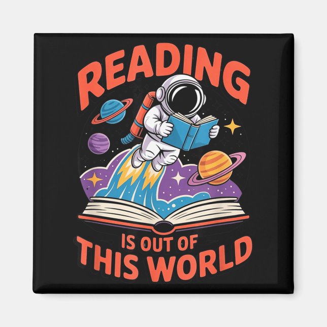 Imán La lectura es un libro de espacio de astronauta fu (Frente)
