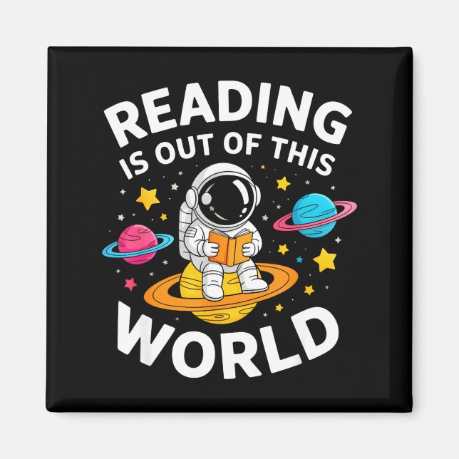 Imán La lectura es un libro de espacio de astronauta fu (Frente)