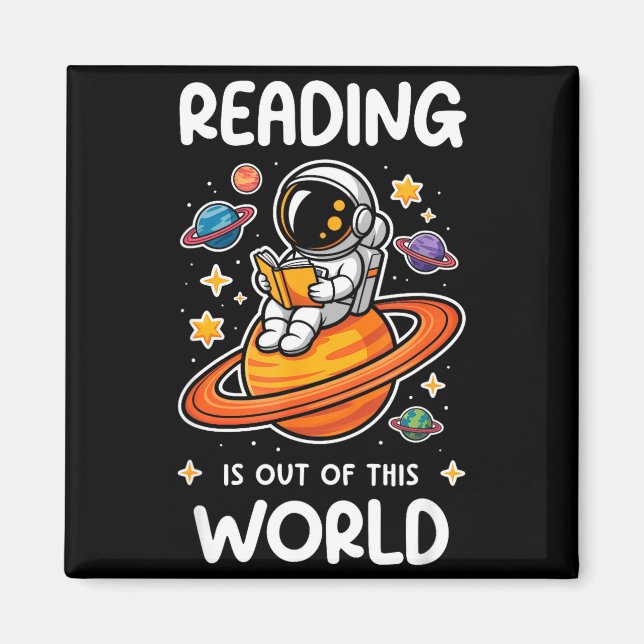 Imán La lectura es un libro de espacio de astronauta fu (Frente)