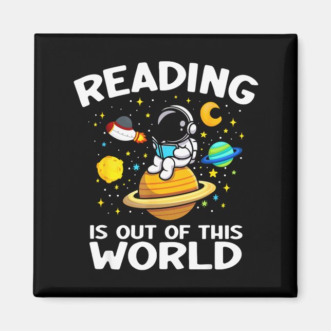 Imán La lectura es un libro de espacio divertido fuera  (Frente)