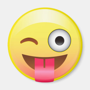 Imán La lengua feliz hacia fuera guiña a emoji el imá