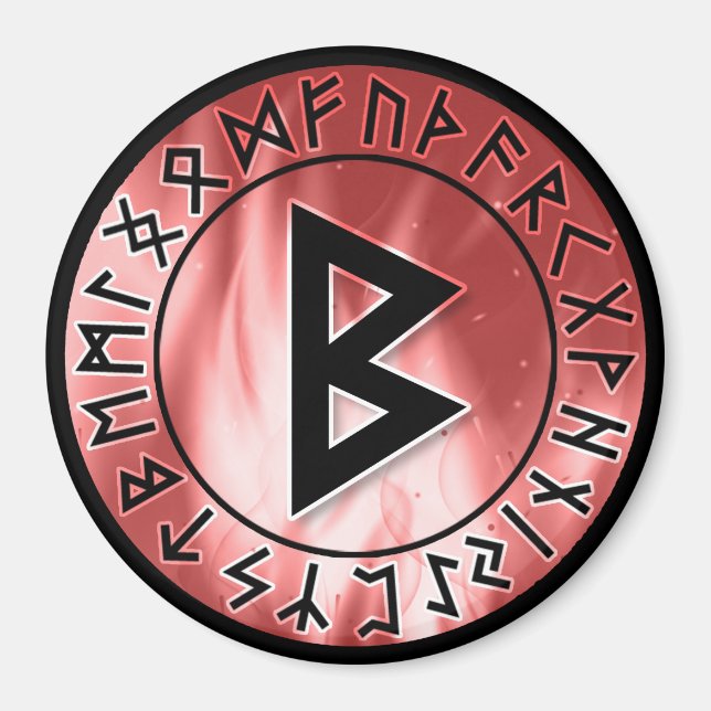 Imán La Llama Corre, Rojo [18. Berkano] Magnet (Frente)