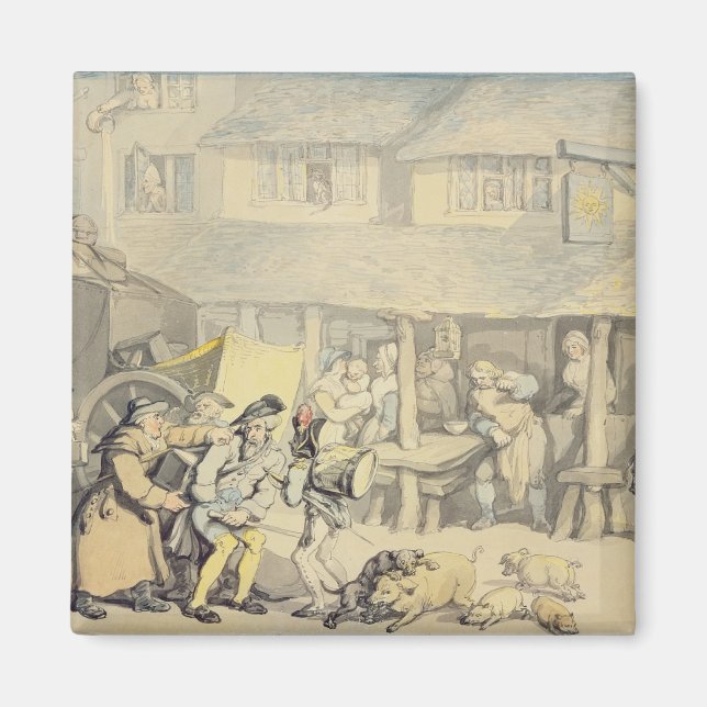 Imán La llegada del entrenador en el Sun Inn, Bod (Frente)