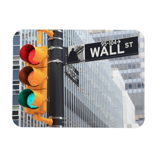 Imán La luz del tráfico y el Rótulo de Wall Street (Horizontal)