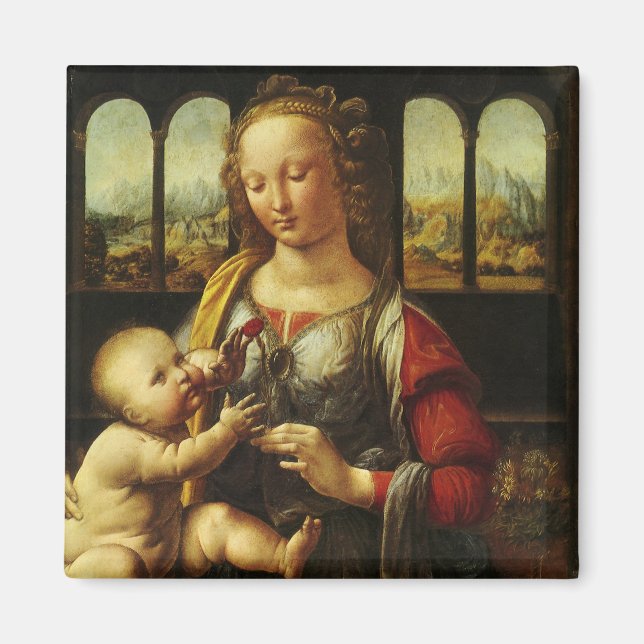 Imán La Madonna del clavel de Leonardo da Vinci (Frente)