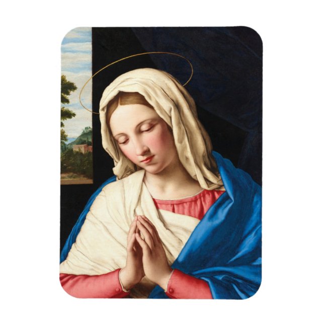 Imán La Madonna en la oración, un paisaje más allá (Vertical)