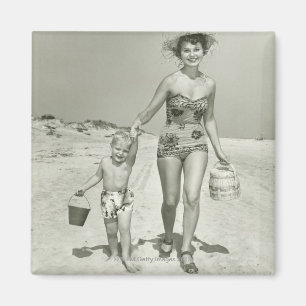 Imán La madre y el hijo caminando