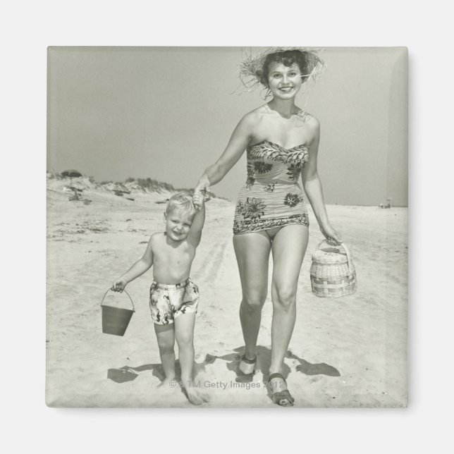 Imán La madre y el hijo caminando (Frente)