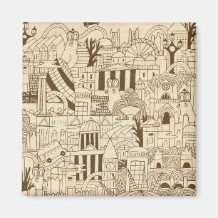 Imán La mano de Londres dibujada en papel antiguo