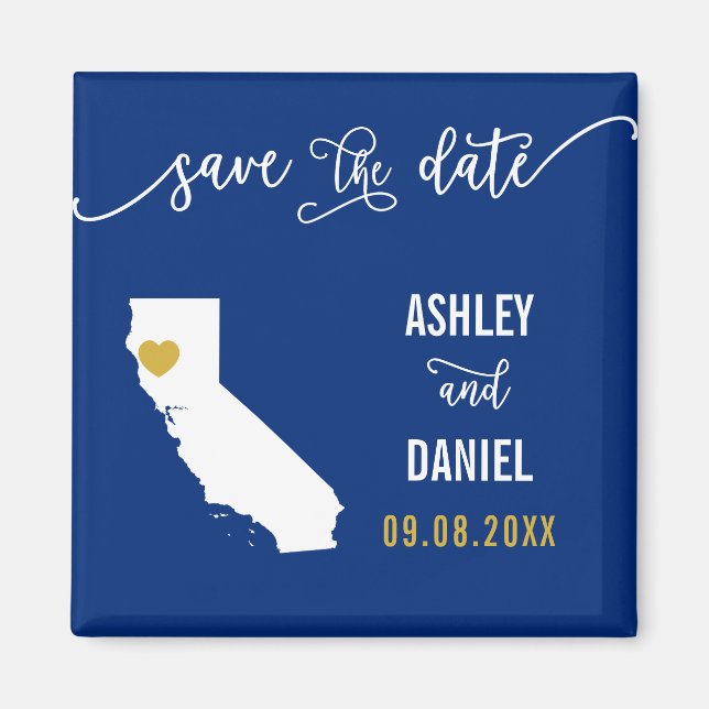 Imán La Marina de California Wedding Salva el mapa de f (Frente)